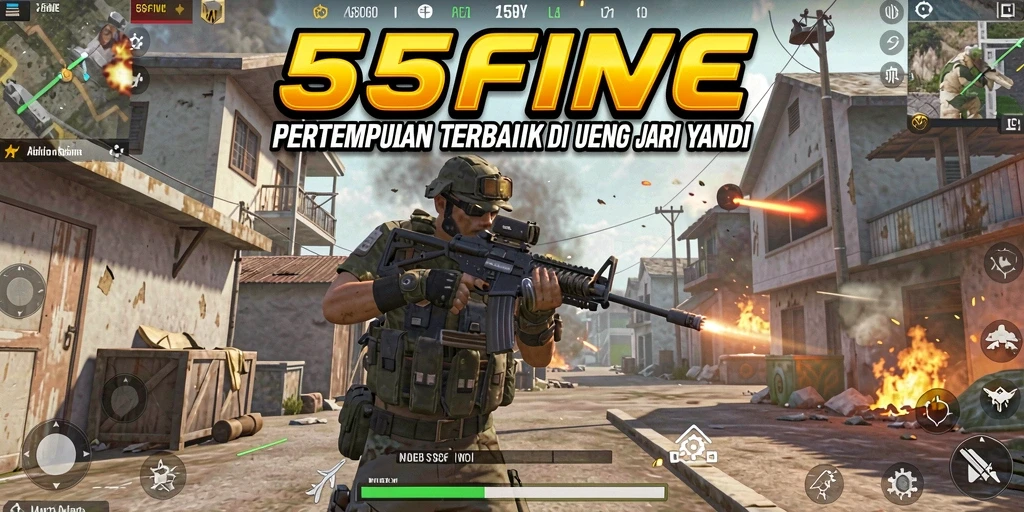 Screenshot gameplay menampilkan aksi tempur di 55FIVE.
