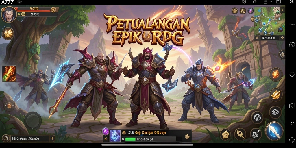 Screenshot utama A7777 menampilkan aksi seru dari gameplay RPG.