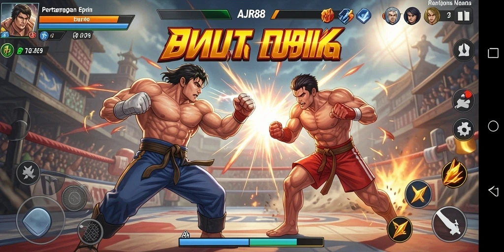 Screenshot gameplay AJR88 yang menunjukkan aksi pertarungan seru.