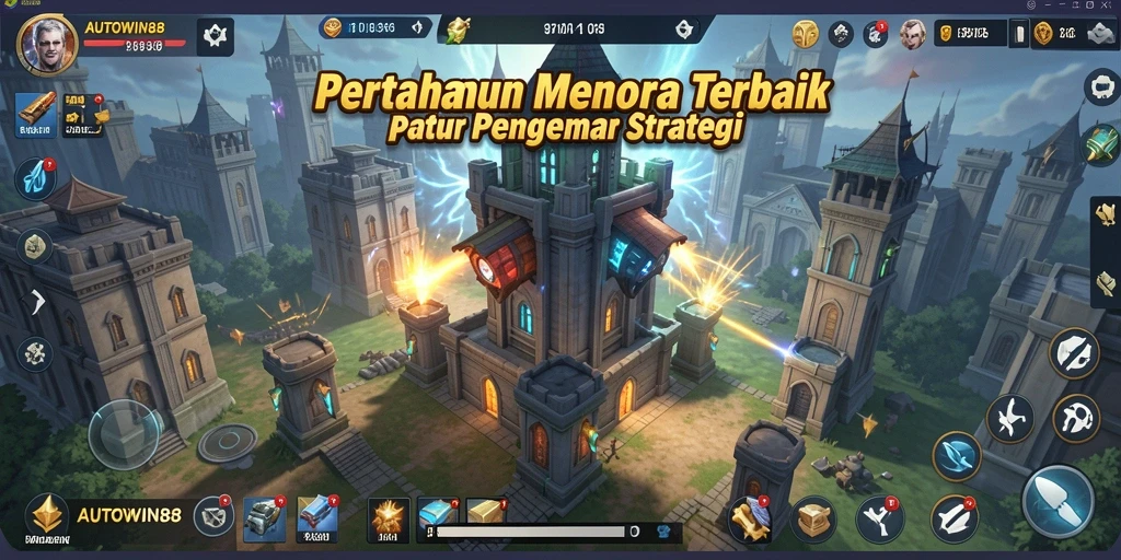 Screenshot utama AUTOWIN88 dengan gameplay menara perang yang seru.