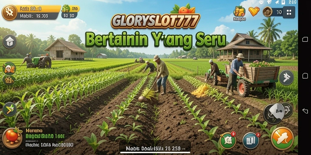 Tampilan gameplay menarik dengan aktivitas bertani yang seru di GLORYSLOT777.