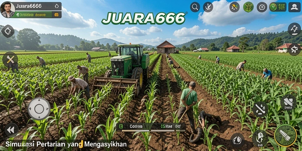 Tampilan gameplay JUARA666 yang menarik saat bertani di ladang virtual.