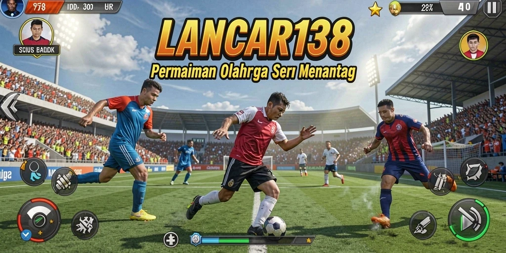 Tangkapan layar utama menunjukkan aksi intens di arena olahraga.