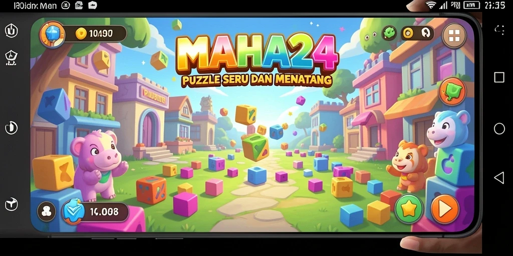 Screenshot menunjukkan gameplay puzzle yang menarik dan interaktif.