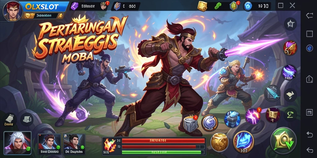 Tangkapan layar permainan OLXSLOT dengan aksi seru di arena MOBA.