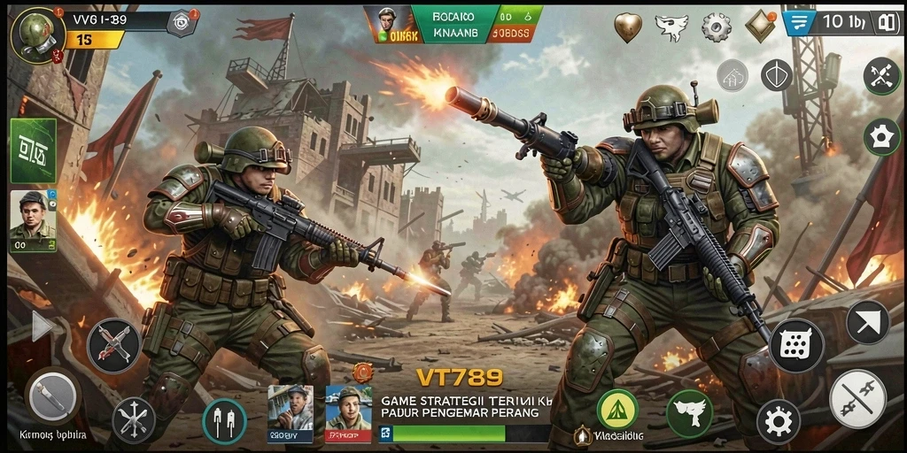 Tampilan gameplay VT789 dengan berbagai unit dan strategi menarik.